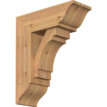 Ekena Millwork Merced Traditional Smooth Bracket w/ Offset Brace, Western Red Cedar, 7 1/2"W x 20"D x 24"H BKT0806X20X24MRC01SWR